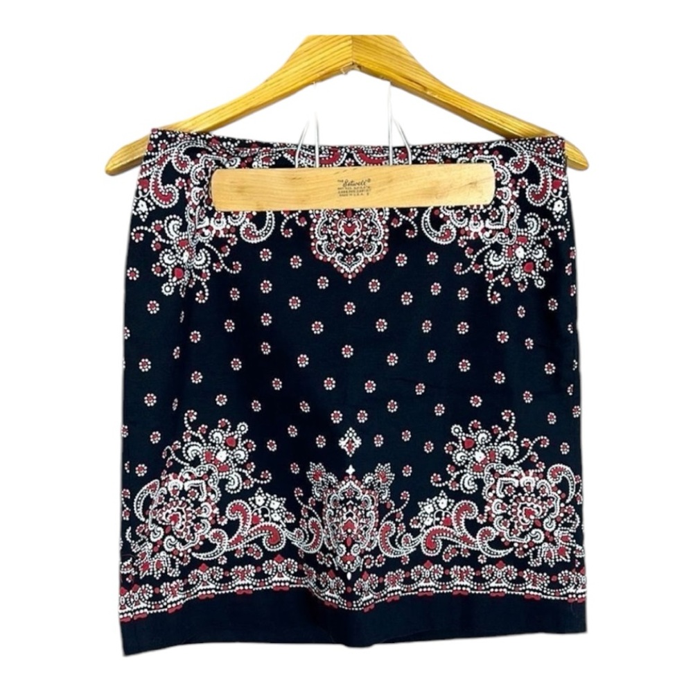 Talbots Navy Blue Red White Floral Paisley Skirt Size 6 Petite